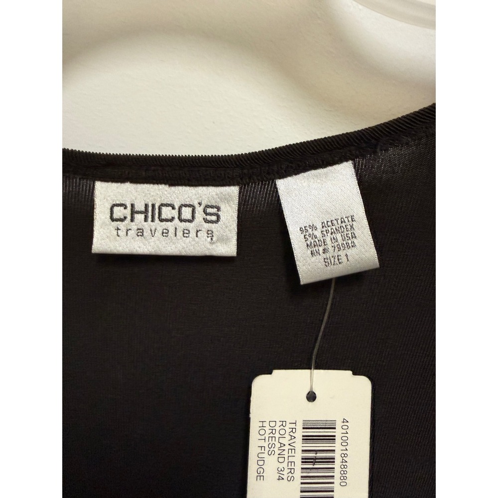 Chico's Travelers Roland Hot Fudge Wrap Midi Dress NWT Size 1 M 8 10